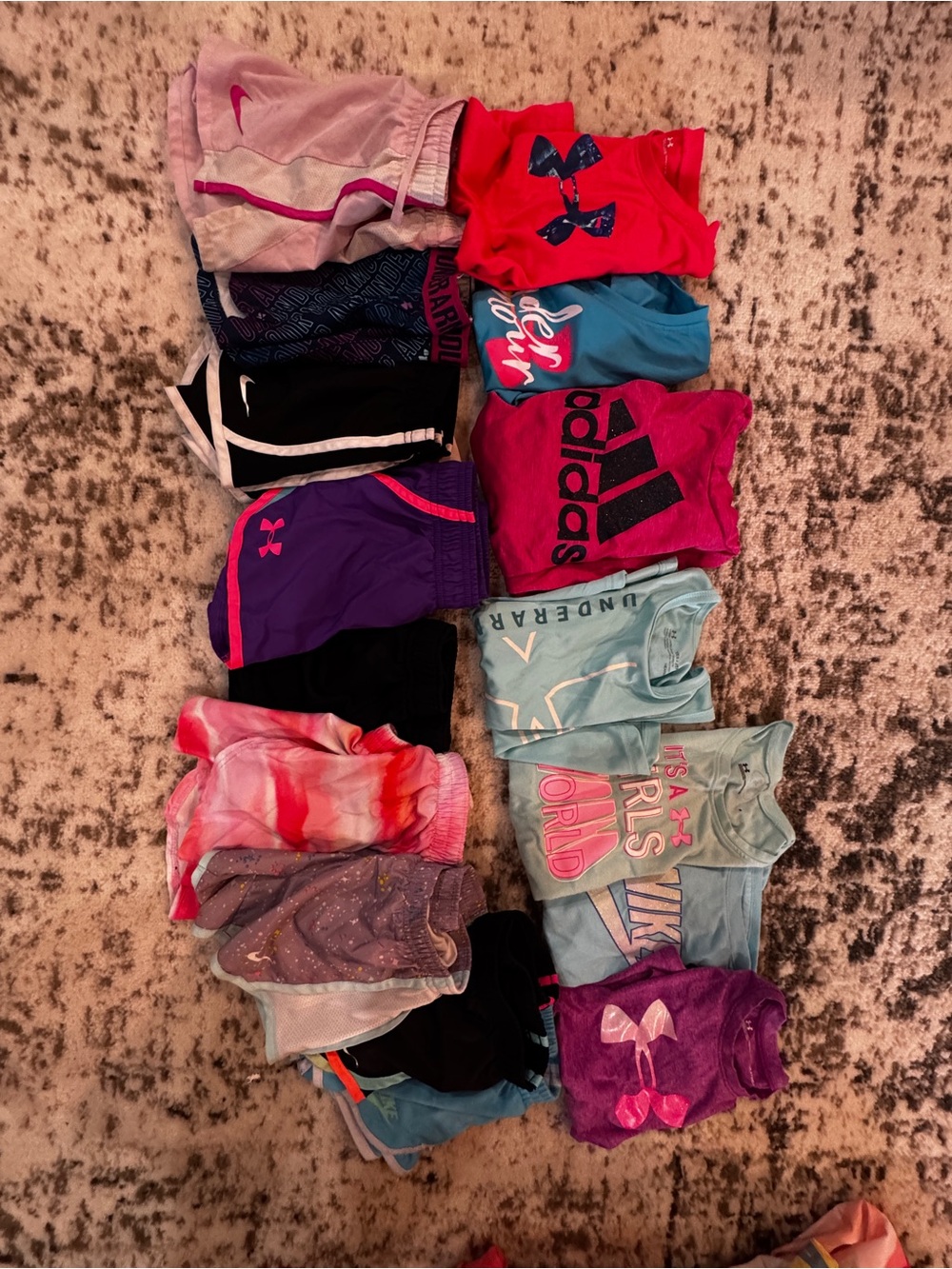 Under Armour Girls Purple Pink and Teal Activewear Set - Mixed Tops & Shorts